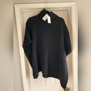NWT Coach Black Signature Knit Wool Poncho XS/S